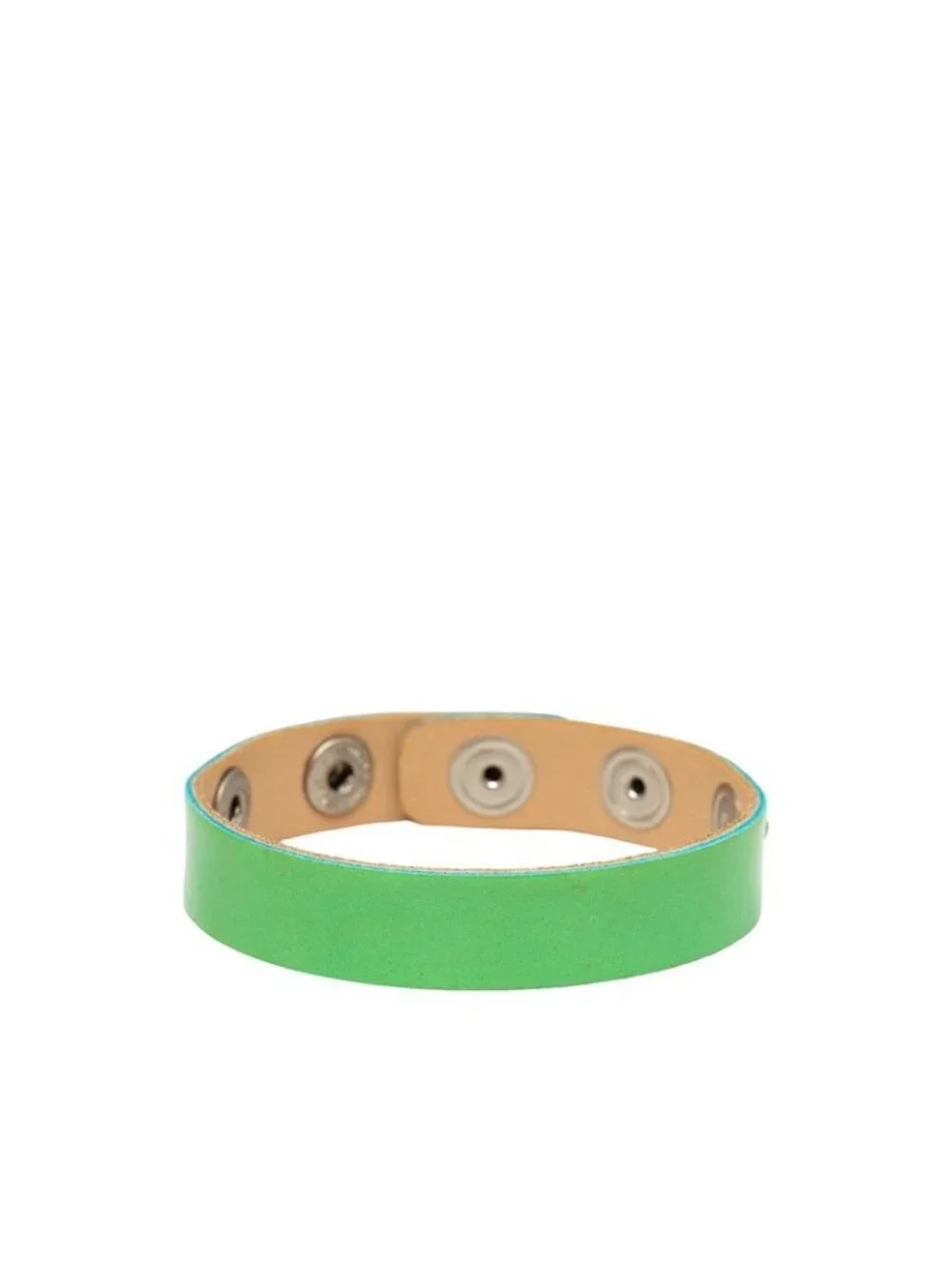 Chanel CC Logo Bracelet Green Silver Patent Leather